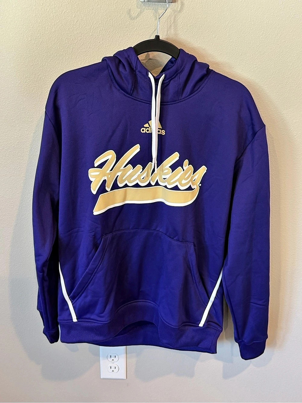 adidas Huskies Hoodie Purple & Gold Size Large Men’s XXL Women’s
